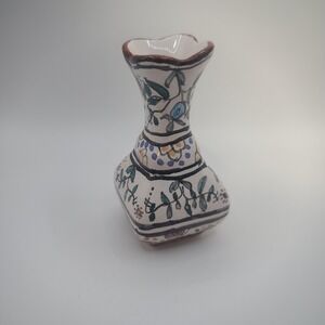 Miniature Handpainted Porcelain Vase Toothpick Holder Trinket Portugal  3.5 In
